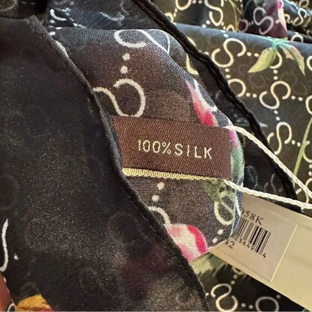 100% SILK BY FASHION DESIGN FEATHER‎ FLORAL LARGE SOFT LIGHTWEIGHT SCARF NWT